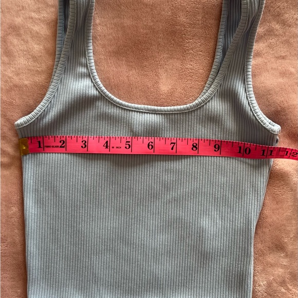 Tattoo Women's Ribbed Tank Top with Ruffle Hem- Light Blue Small - Picture 3 of 7